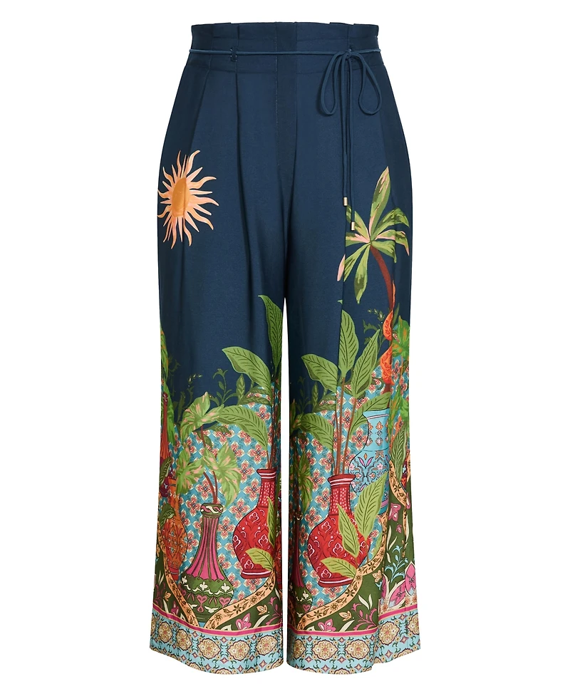 City Chic Plus Fools Paradise High-Rise Print Wide-Leg Pants