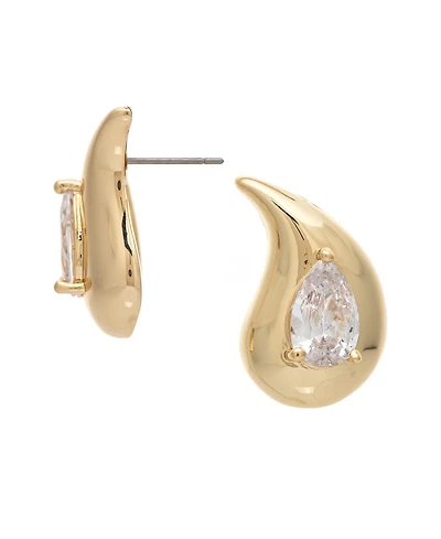 Rivka Friedman 18K Gold Plated Polished Cubic Zirconia Teardrop Stud Earrings