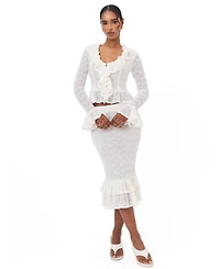 Miss Circle Women's Urvi Crochet Ruffled Midi Skirt