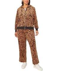 Vince Camuto Plus Leopard-Print Full-Zip Hoodie