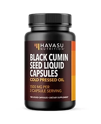 Black Seed Oil Capsules 1,500mg Cold-Pressed Nigella Sativa Oil Per Serving Black Cumin Seed Oil Supplement 180 Capsules 60 Servings