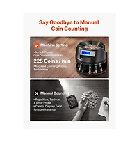 Bestcore Five Denominations 225 Coins Per Minute Coin Counter Machine with Lcd Display