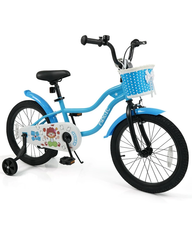 Sugift 18 Inch Adjustable Kids' Bike with Training Wheels, 132 lbs Capacity, Ages 4-8
