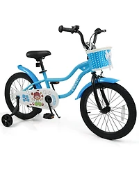 Sugift 18 Inch Adjustable Kids' Bike with Training Wheels, 132 lbs Capacity, Ages 4-8