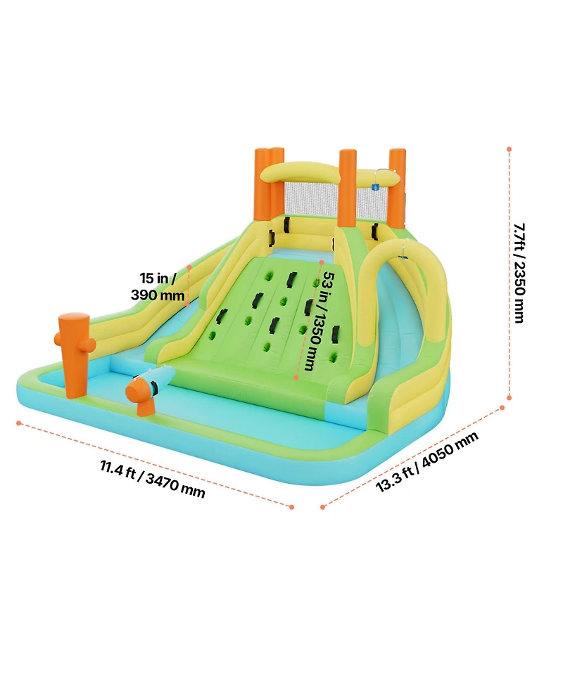 Sugift 13.3 x 11.4 Ft Inflatable Bounce House Water Slide with Climbing Wall and Splash Pool Ages 3 to 8