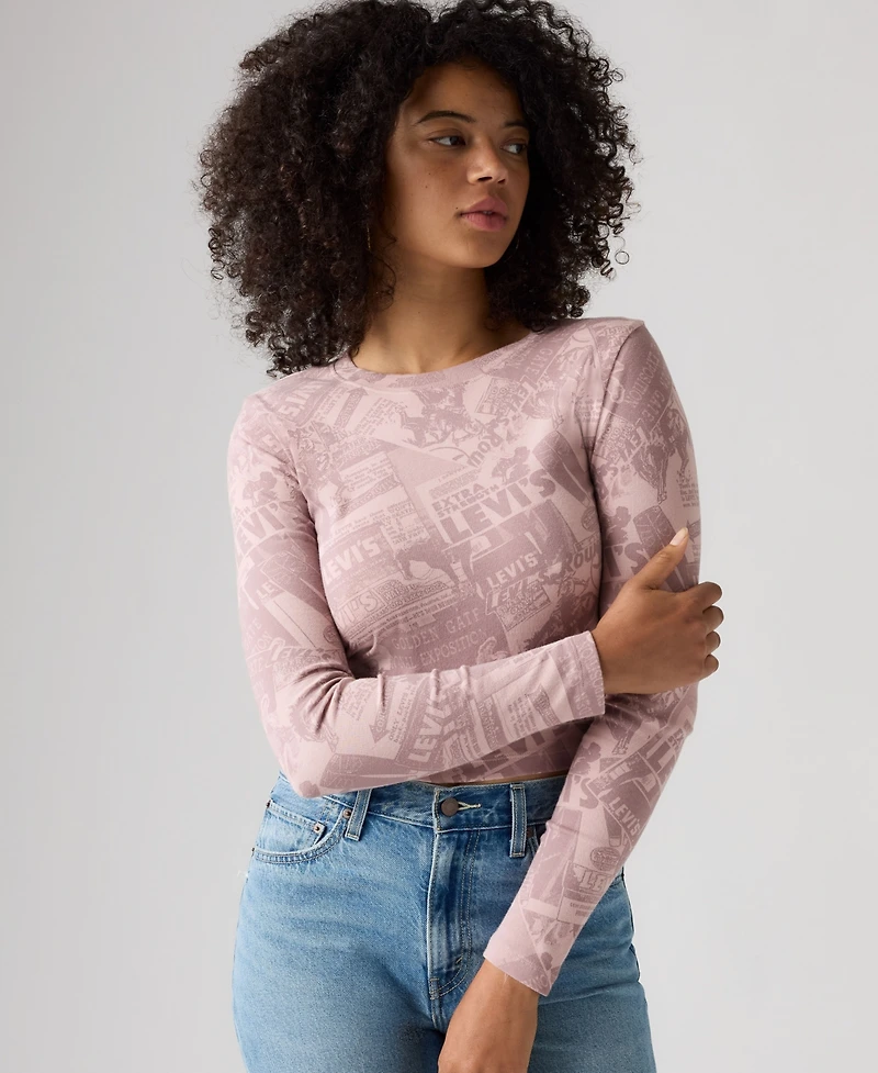 Levi's Women's Essential Cropped Long-Sleeve Graphic T-Shirt