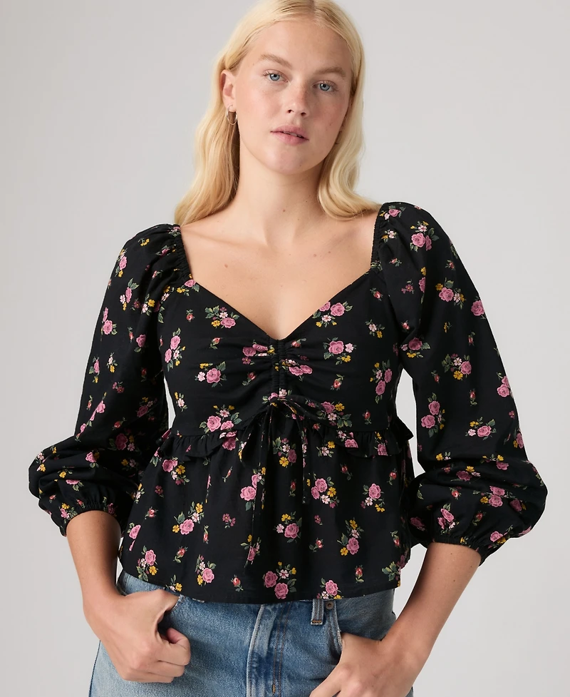 Levi's Women's Lotte Front-Tie Slim-Fit V-Neck Blouse