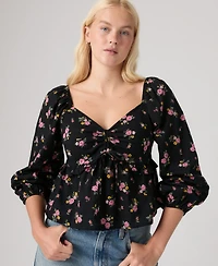Levi's Women's Lotte Front-Tie Slim-Fit V-Neck Blouse