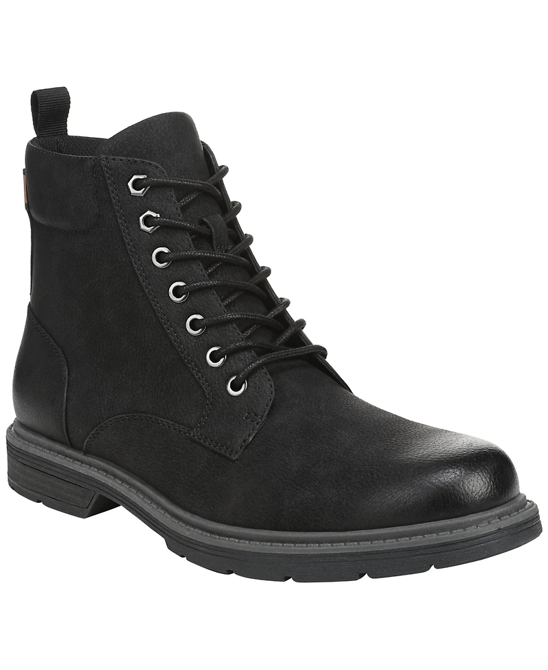 Dr. Scholl's Men's August Lace-Up Round Toe Side Zip Faux Leather Boots
