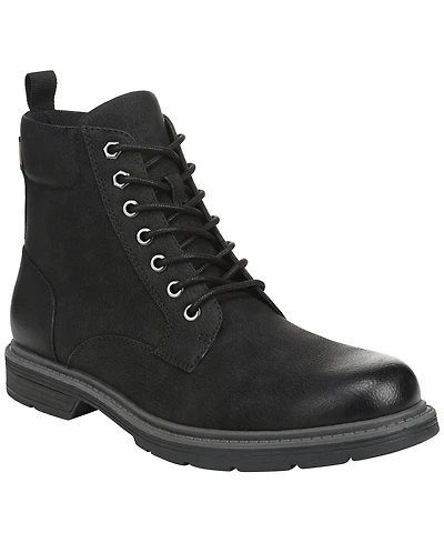 Dr. Scholl's Men's August Lace-Up Round Toe Side Zip Faux Leather Boots