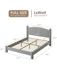 homfan Full Cloud Bed Round Boucle Headboard and Cylindrical Legs, Heavy Duty, No Box Spring, Easy Assembly