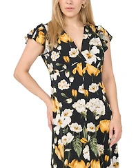 Msk Women's Surplice Flutter-Sleeve V-Neck Maxi Dress