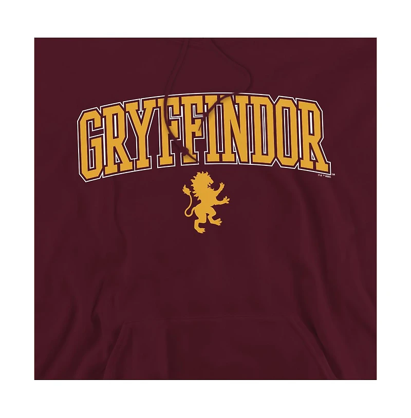 Harry Potter Men's Gryffindor Arched Lion Graphic Long-Sleeve Hoodie
