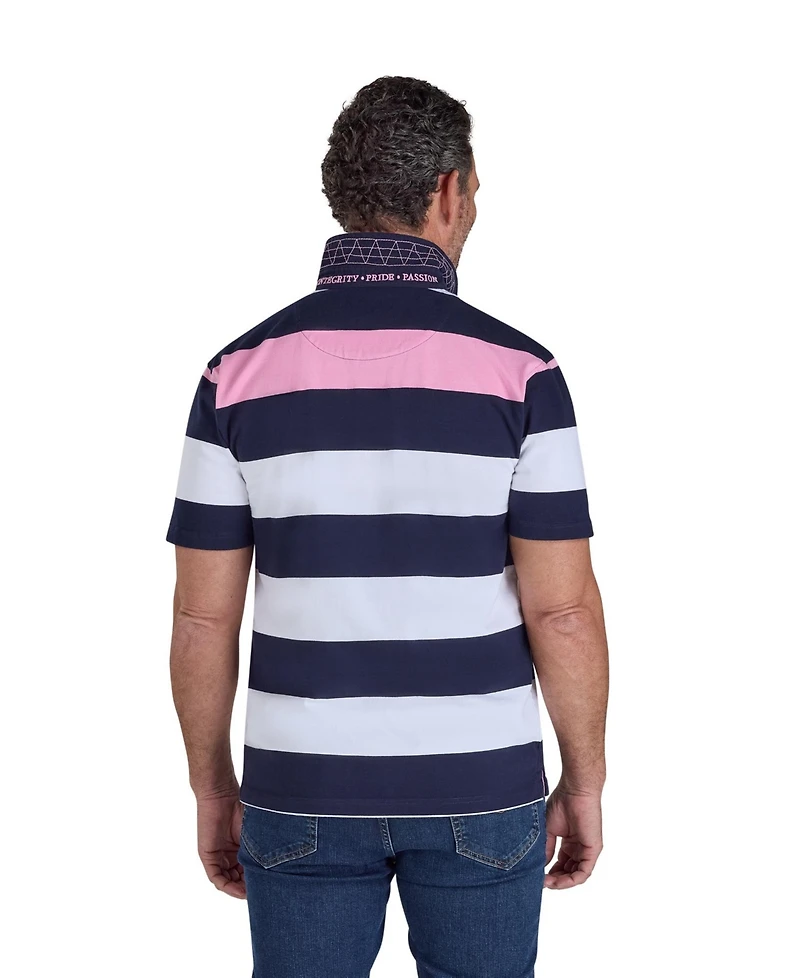 Raging Bull Men's Irregular-Stripe Classic Fit Rugby T-Shirt