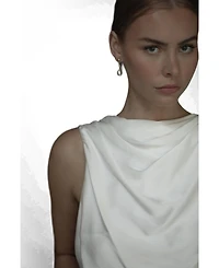 A.b. Ellie Women's Sculptural Line Pearl Drop Earrings