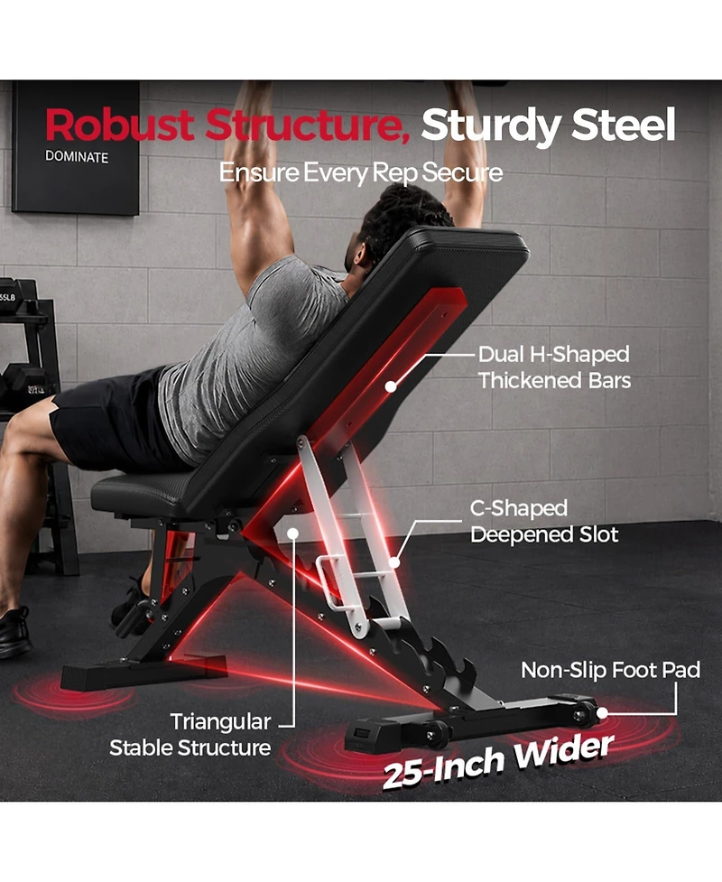Fed Fitness Sportsroyals Weight Bench, 1300LBS Commercial Adjustable Weight Bench