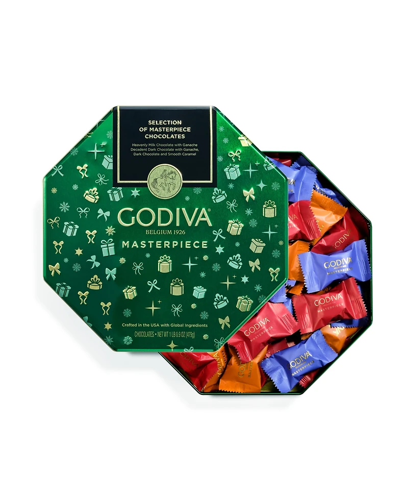 Godiva Masterpiece Holiday Chocolate Gift Tin, 50-Piece