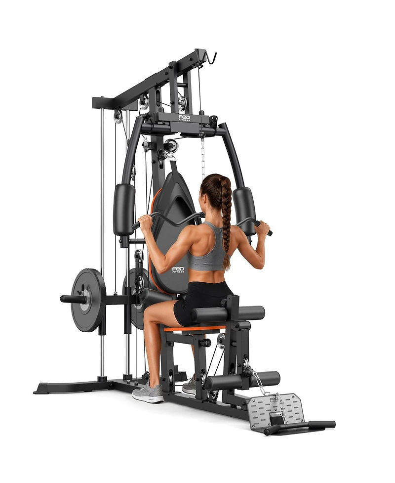Fed Fitness MW5 Multifunctional Home Gym Station Aluminum Pulley Plate-Loaded Full-Body Workout Equipment (Weight Plates Not Included