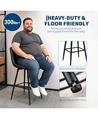4 Set of Counter Height Bar Stools With Backrests, 24 Inch Faux Leather Upholstered Bar Chairs With Metal Legs, Modern Stools For Kitchen, Island