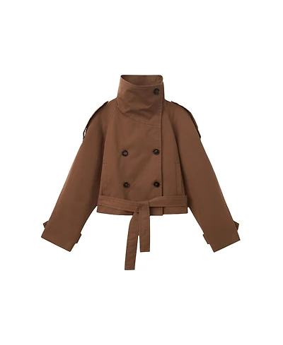 Mango Women's Cropped Double-Breasted Trench Coat
