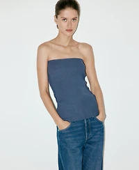 Mango Women's Azucena Ribbed Strapless Top