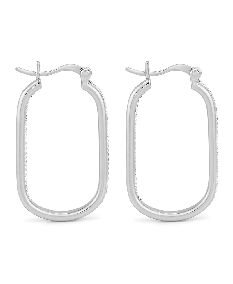 And Now This Crystal In & Out Oblong Hoop Earrings in Silver-Plate