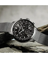 Stuhrling Chronoport 4082 Men s Quartz Chronograph Watch, 44mm Stainless Steel Mesh Bracelet