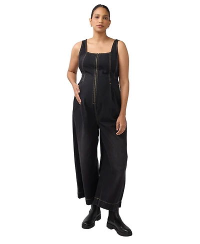 Ingrid + Isabel Women's Zip Front Drapey Denim Jumpsuit