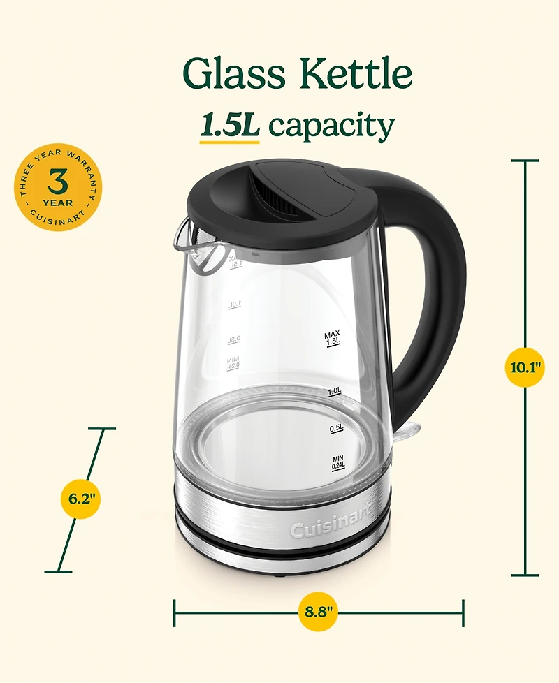 Cuisinart Clear 1.5L Glass Kettle Gk-15