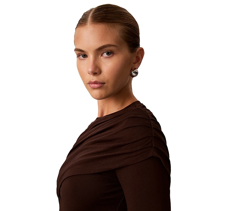 Calvin Klein Women's Long-Sleeve Wrap Rayon-Blend T-Shirt