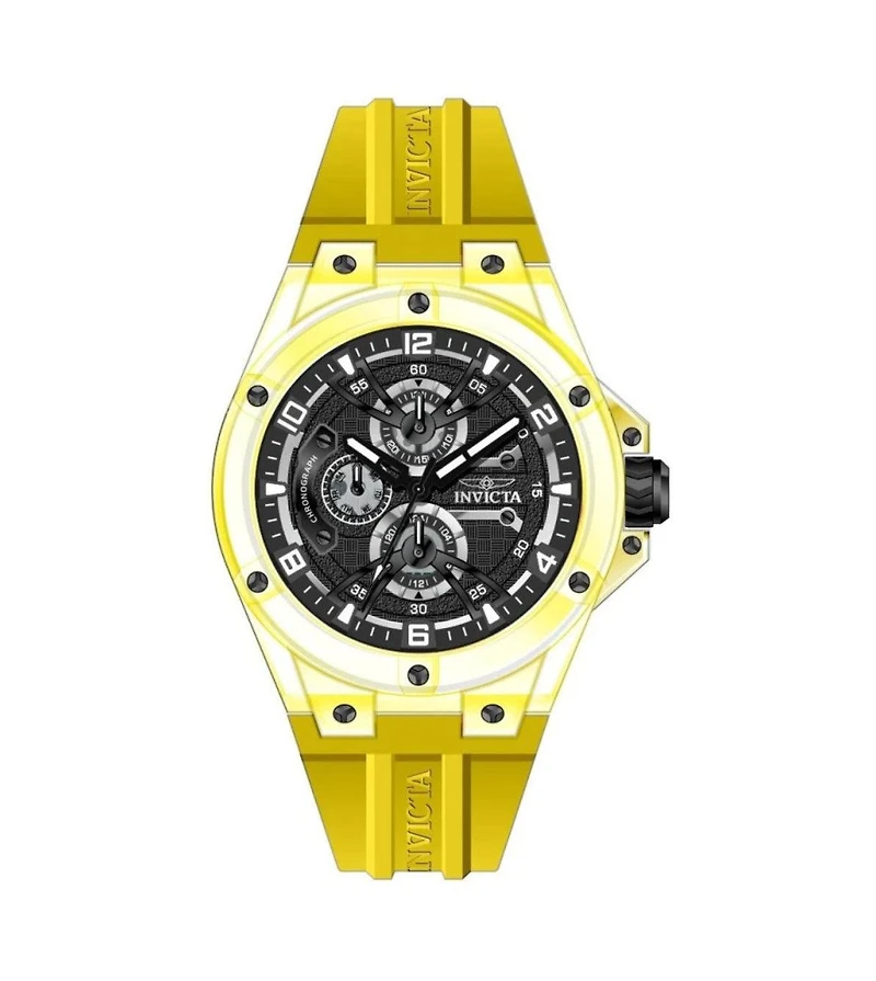 Invicta Men's Quartz Racing Yellow Rubber Band Watch, 46mm