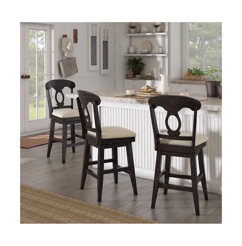 iNSPIRE Q Lea Oval Swivel Counter Stool with Linen Seat