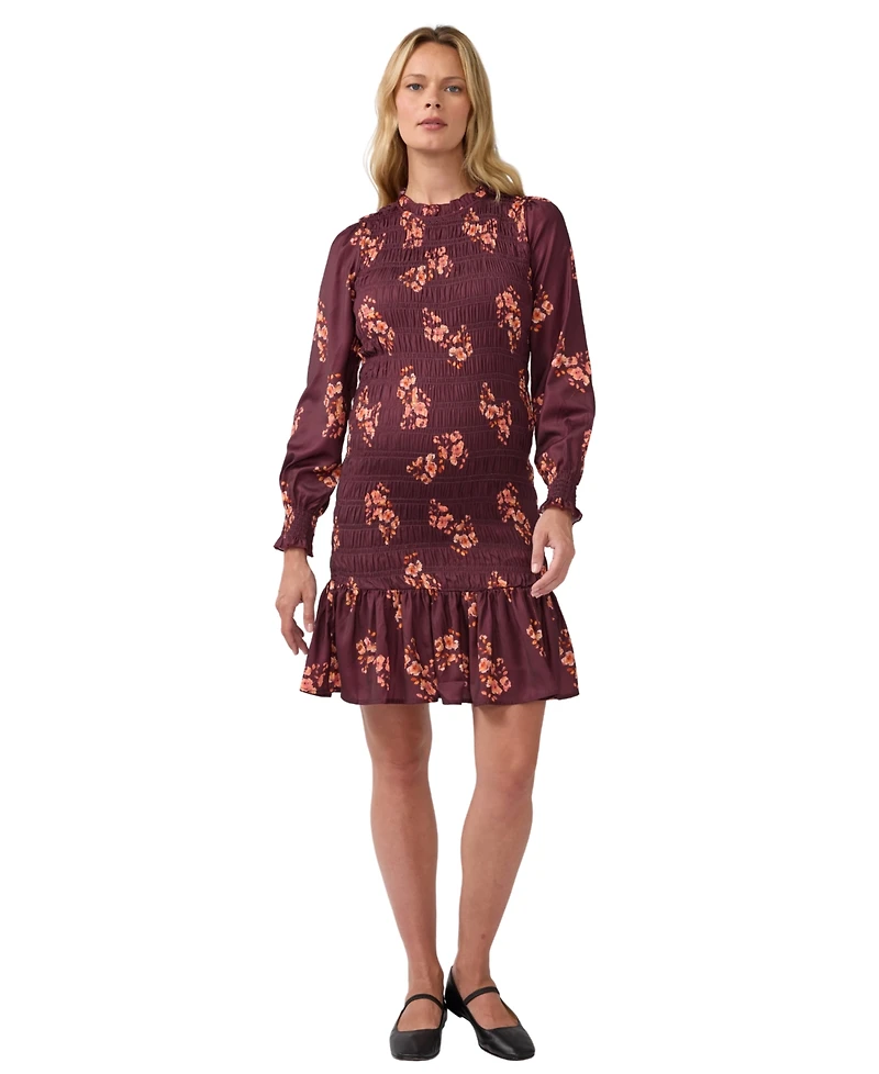 Ingrid + Isabel Women's Long Sleeve Smocked Floral Mini Dress