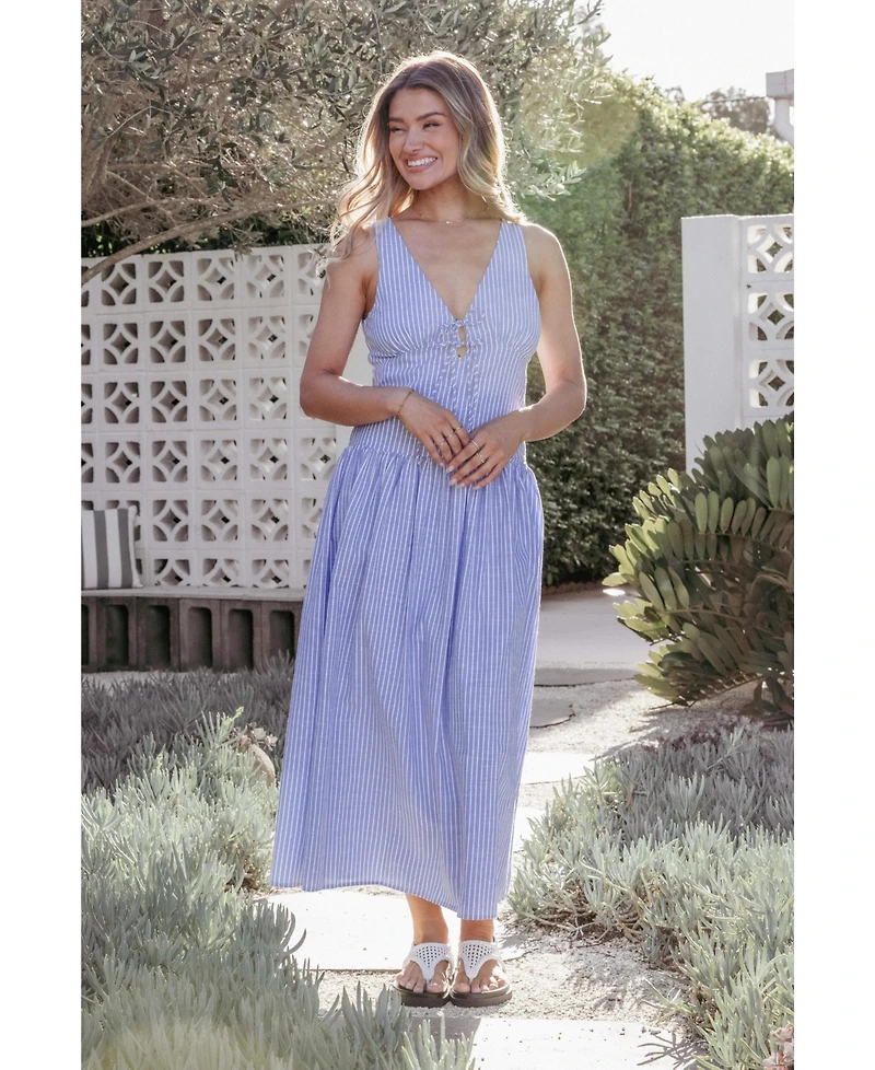 Petal and Pup Women's Vanessa V-Neck Striped Maxi Dress