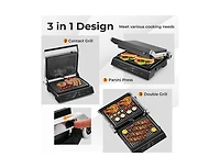 Slickblue 3 in 1 Indoor Electric Panini Press Grill with Led Display-Black