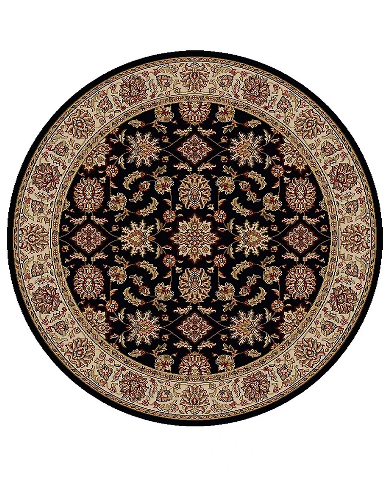 Closeout! Km Home 1592/1015/Black Pesaro Black 5'3" x 5'3" Round Area Rug