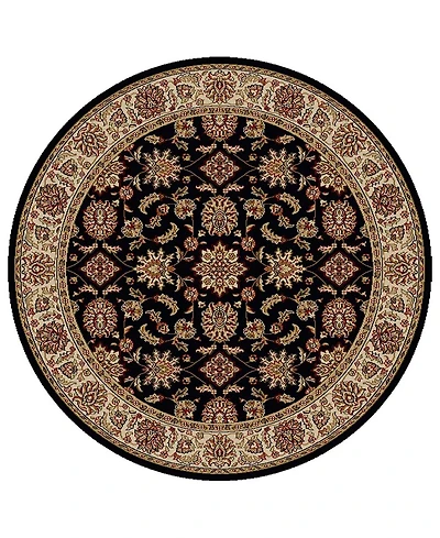 Closeout! Km Home 1592/1015/Black Pesaro Black 5'3" x 5'3" Round Area Rug