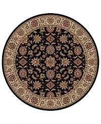 Closeout! Km Home 1592/1015/Black Pesaro Black 5'3" x 5'3" Round Area Rug