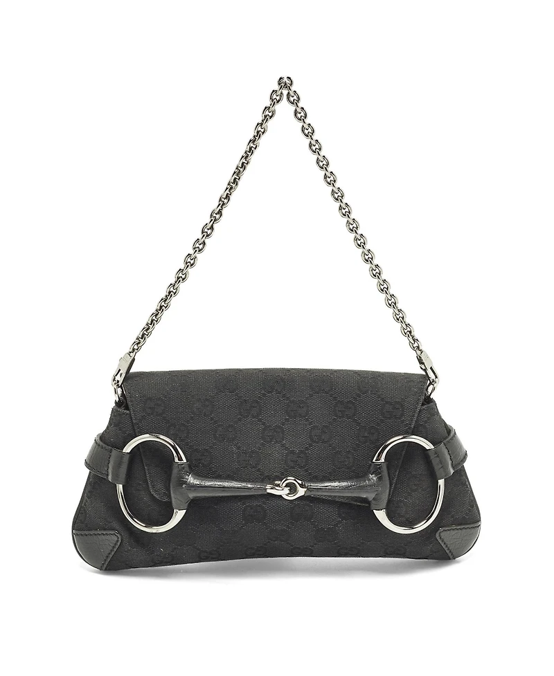 Pre-Owned Gucci Women's Gg Canvas Horsebit Chain Clutch