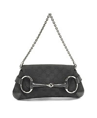 Pre-Owned Gucci Women's Gg Canvas Horsebit Chain Clutch