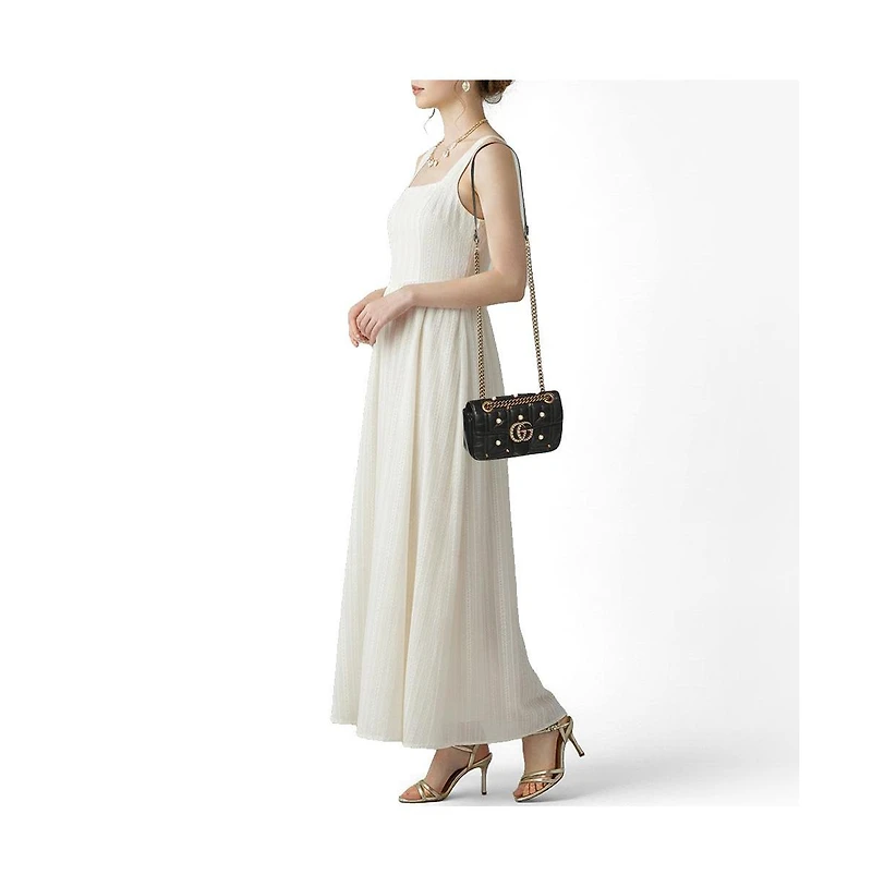 Pre-Owned Gucci Women's Gg Pearl Marmont Mini Matelasse Leather Shoulder Bag