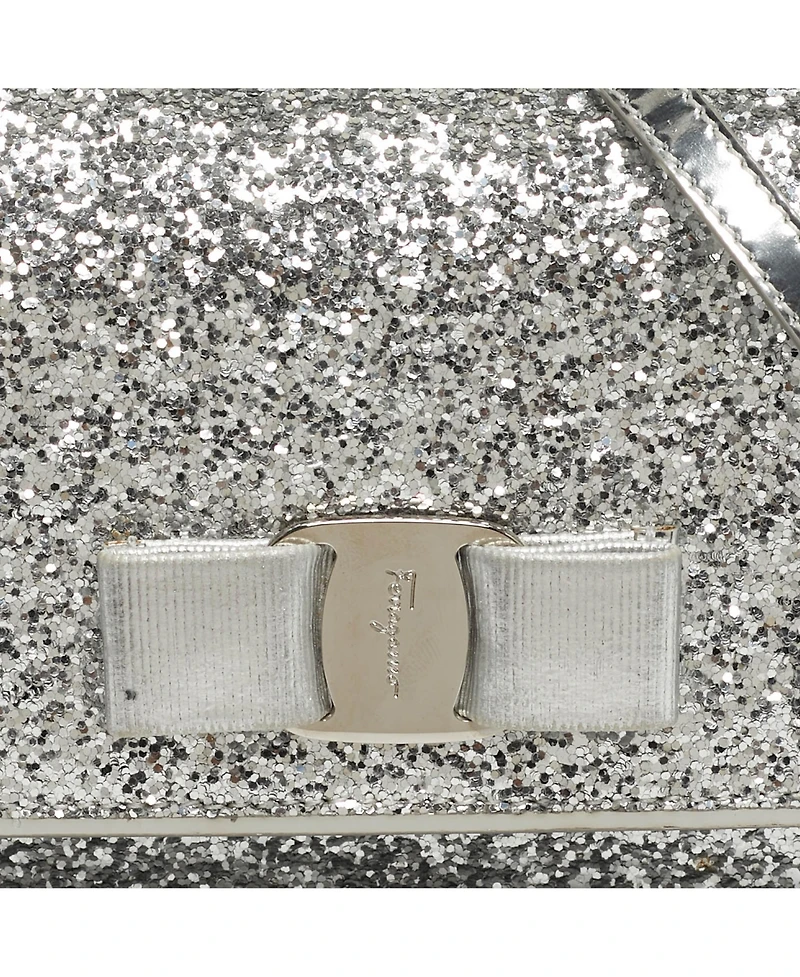 Pre-Owned Salvatore Ferragamo Women's Vara Bow Glitter and Leather Top Handle Crossbody Bag