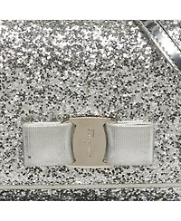 Pre-Owned Salvatore Ferragamo Women's Vara Bow Glitter and Leather Top Handle Crossbody Bag