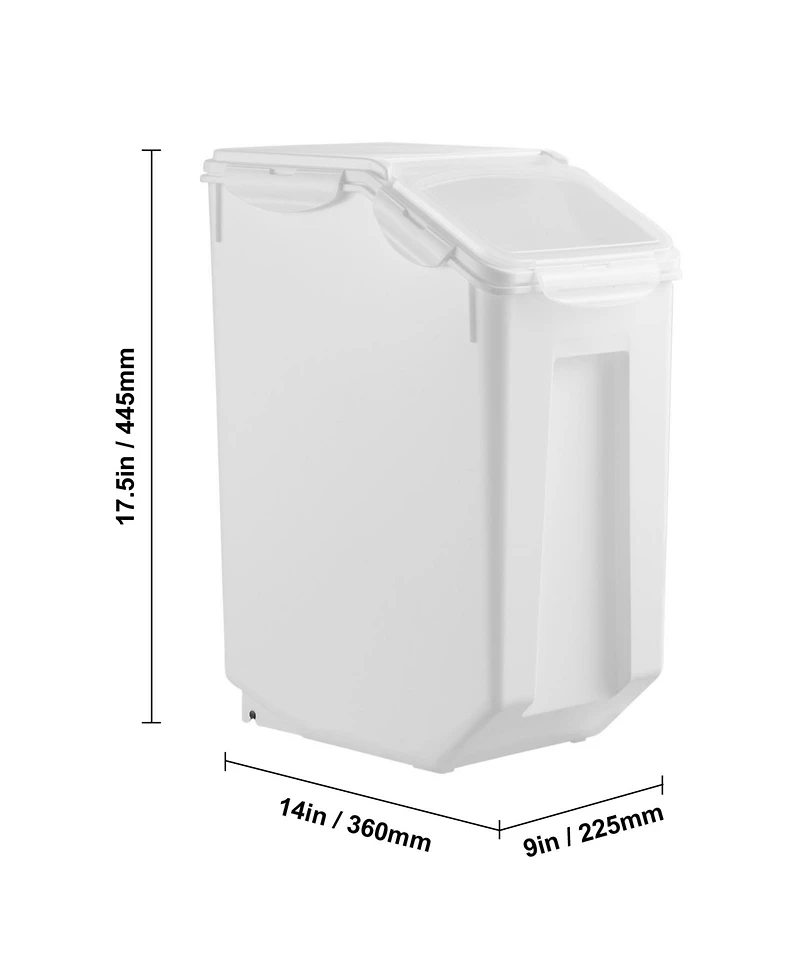 Sugift 4.5 Gallon Airtight Rice and Pet Food Storage Container 2 Pack with Wheels and Measuring Cups