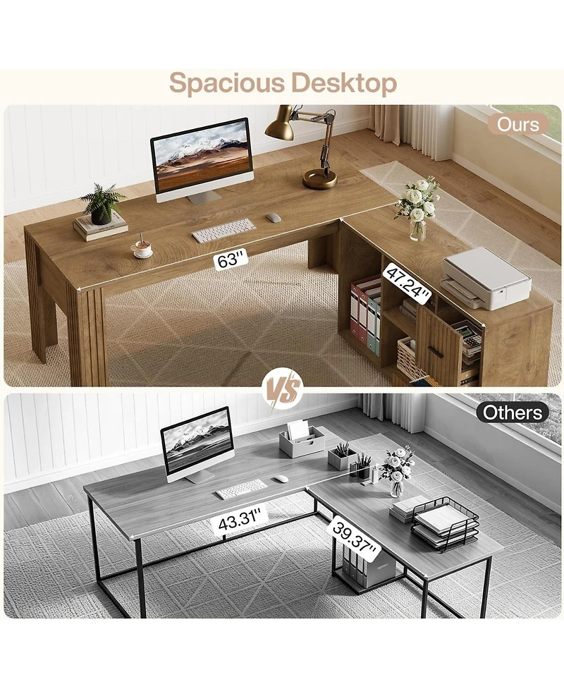 Tribesigns Computer Desk, Solid Wood Home Office Desk with Sturdy Wooden Legs