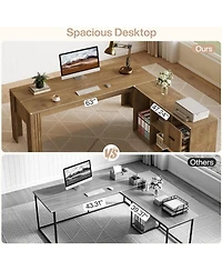 Tribesigns Computer Desk, Solid Wood Home Office Desk with Sturdy Wooden Legs