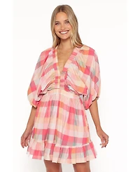 Petal and Pup Women's Itsy Fit & Flare Puff-Sleeve V-Neck Mini Dress