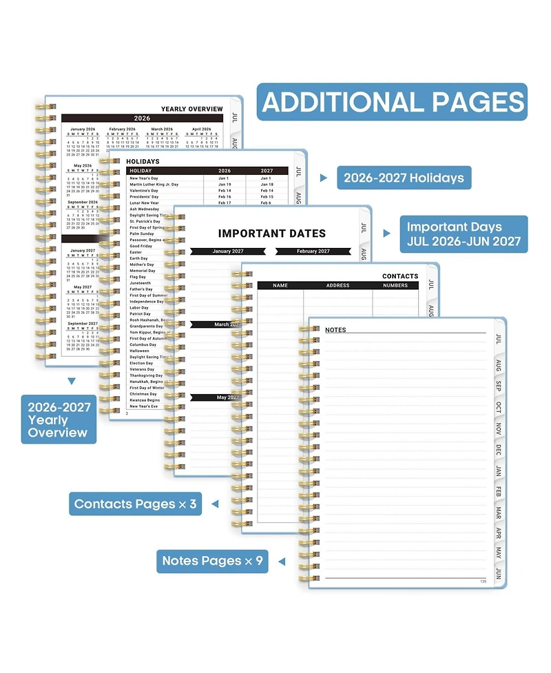 Danrong Academic Planner Weekly Monthly Hardcover Organizer with Tabs for Students Teachers