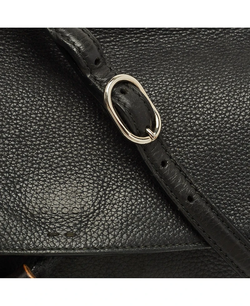 Pre-Owned Gucci Women's Bamboo Daily Tassel Pebbled Leather Shoulder Bag