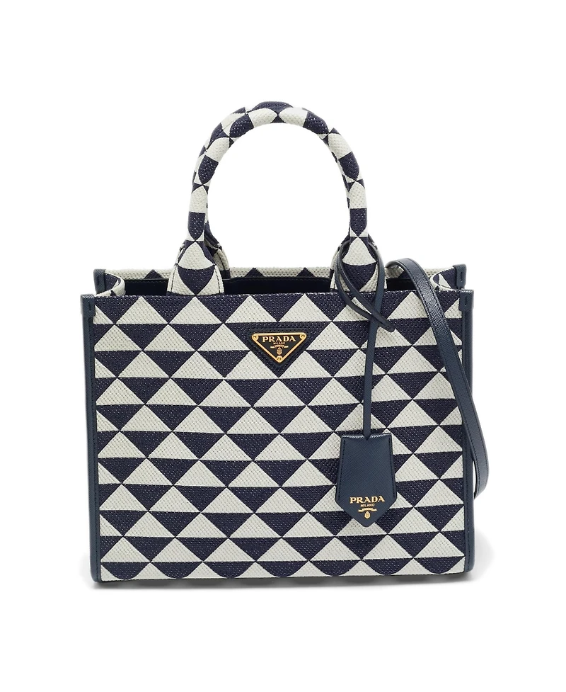 Pre-Owned Prada Women's Symbole Small Triangle Jacquard Tote